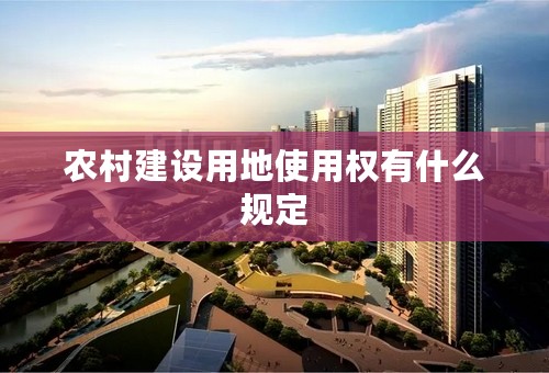 农村建设用地使用权有什么规定