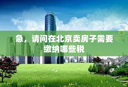 急，请问在北京卖房子需要缴纳哪些税