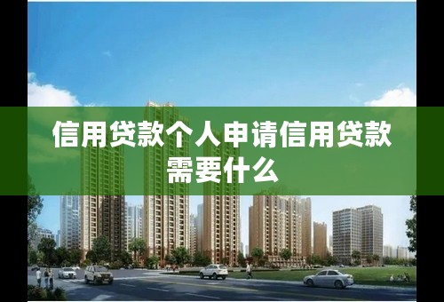 信用贷款个人申请信用贷款需要什么