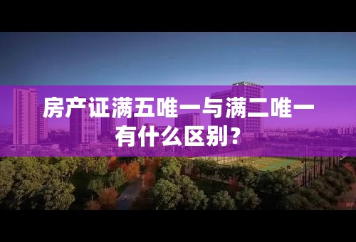 房产证满五唯一与满二唯一有什么区别？