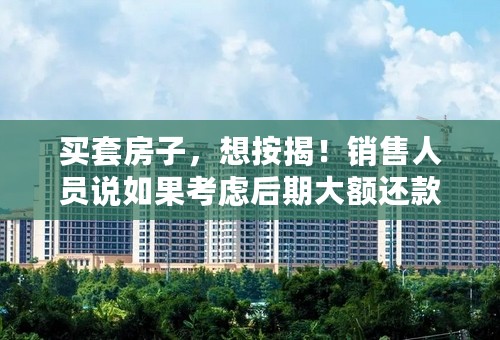 买套房子，想按揭！销售人员说如果考虑后期大额还款，选择等额本息方式划算，后面那几年的利息就不用交了