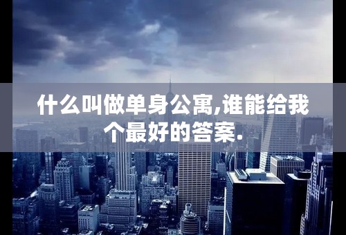 什么叫做单身公寓,谁能给我个最好的答案.