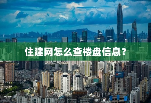 住建网怎么查楼盘信息？