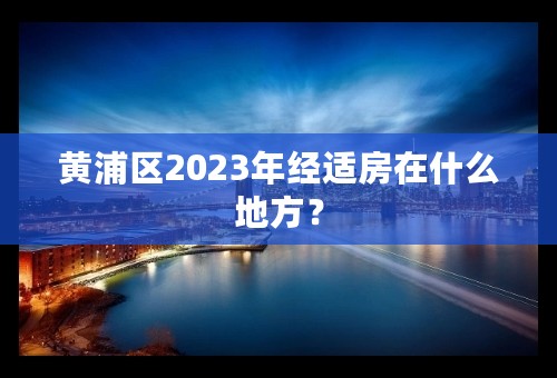 黄浦区2023年经适房在什么地方？
