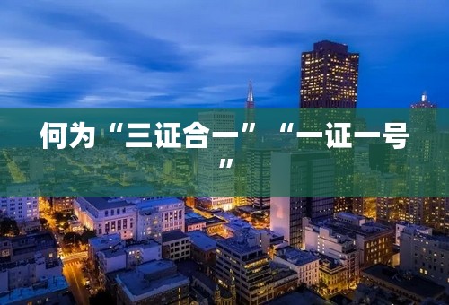 何为“三证合一”“一证一号”