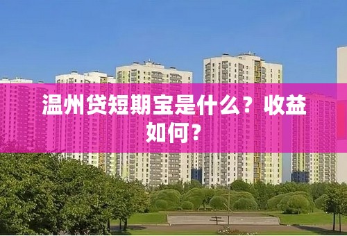 温州贷短期宝是什么？收益如何？
