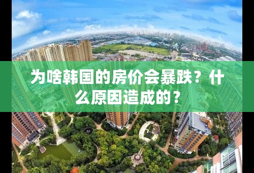 为啥韩国的房价会暴跌？什么原因造成的？