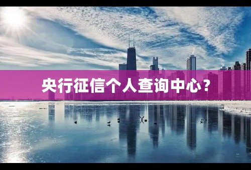 央行征信个人查询中心？