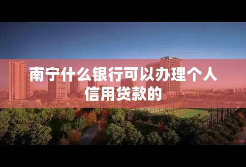 南宁什么银行可以办理个人信用贷款的