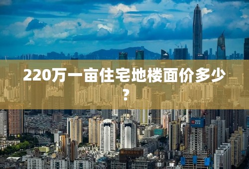 220万一亩住宅地楼面价多少？