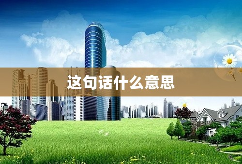 这句话什么意思