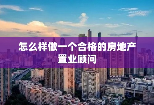 怎么样做一个合格的房地产置业顾问