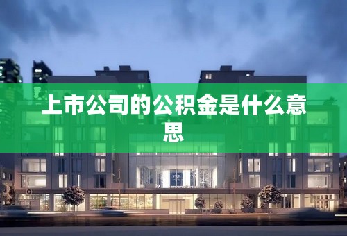 上市公司的公积金是什么意思