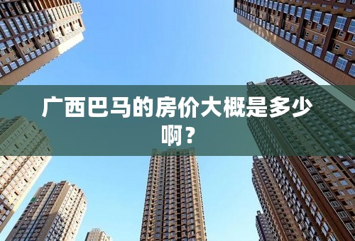 广西巴马的房价大概是多少啊？