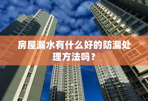 房屋漏水有什么好的防漏处理方法吗？