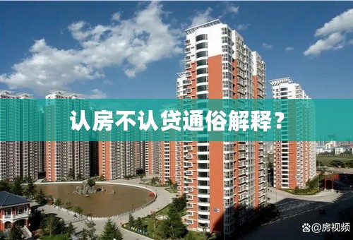 认房不认贷通俗解释？
