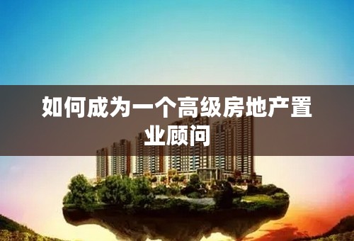 如何成为一个高级房地产置业顾问