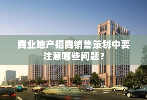 商业地产招商销售策划中要注意哪些问题？