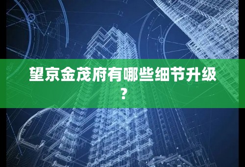 望京金茂府有哪些细节升级？