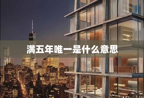 满五年唯一是什么意思