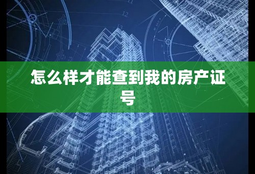 怎么样才能查到我的房产证号