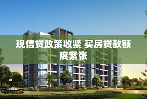 现信贷政策收紧 买房贷款额度紧张