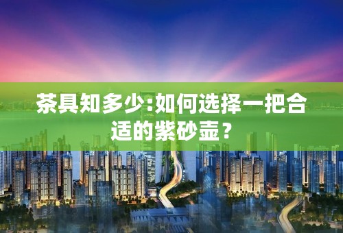 茶具知多少:如何选择一把合适的紫砂壶？