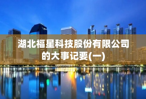 湖北福星科技股份有限公司的大事记要(一)