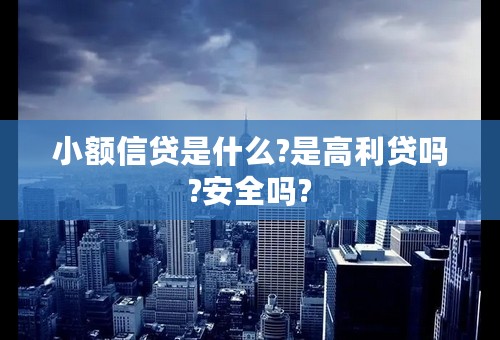 小额信贷是什么?是高利贷吗?安全吗?