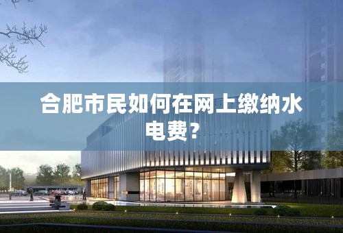 合肥市民如何在网上缴纳水电费？