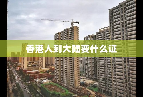 香港人到大陆要什么证