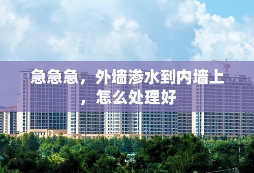 急急急，外墙渗水到内墙上，怎么处理好