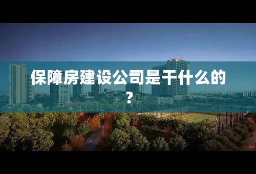 保障房建设公司是干什么的？