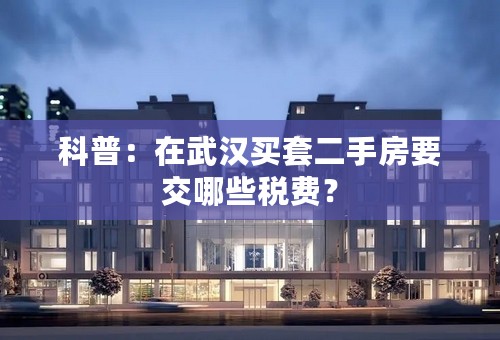 科普：在武汉买套二手房要交哪些税费？