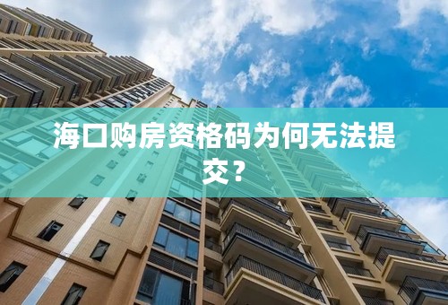 海口购房资格码为何无法提交？