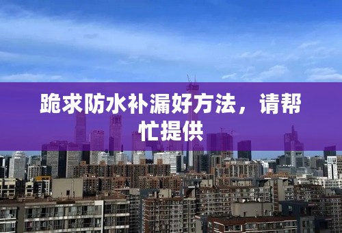 跪求防水补漏好方法，请帮忙提供