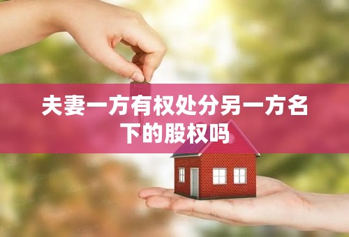 夫妻一方有权处分另一方名下的股权吗