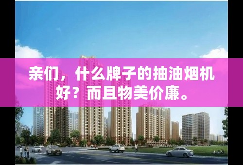亲们，什么牌子的抽油烟机好？而且物美价廉。