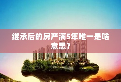继承后的房产满5年唯一是啥意思？
