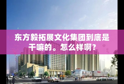 东方毅拓展文化集团到底是干嘛的。怎么样啊？