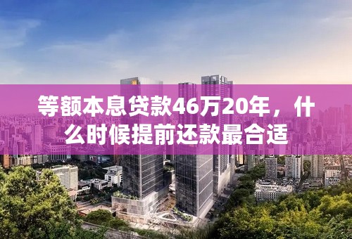 等额本息贷款46万20年，什么时候提前还款最合适