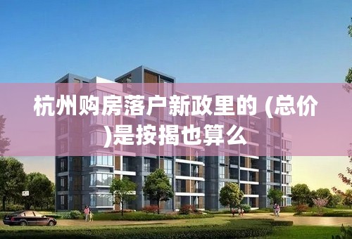 杭州购房落户新政里的 (总价)是按揭也算么