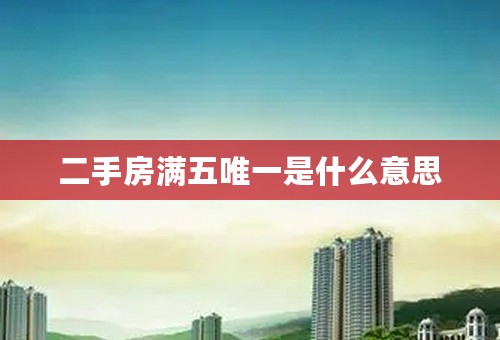 二手房满五唯一是什么意思