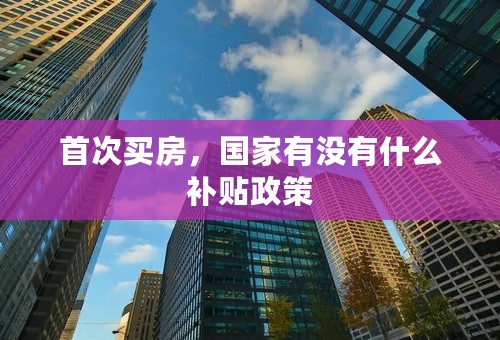 首次买房，国家有没有什么补贴政策