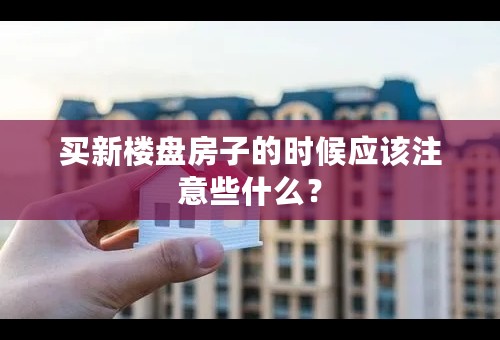 买新楼盘房子的时候应该注意些什么？