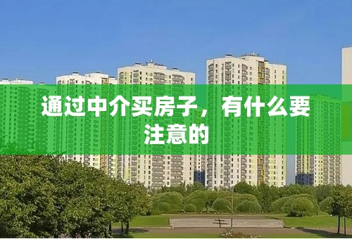 通过中介买房子，有什么要注意的