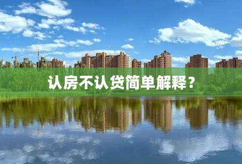 认房不认贷简单解释？