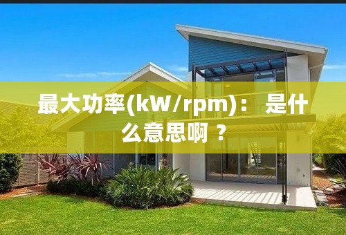 最大功率(kW/rpm)： 是什么意思啊 ？