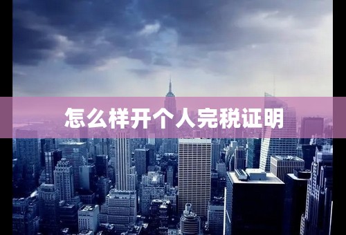 怎么样开个人完税证明