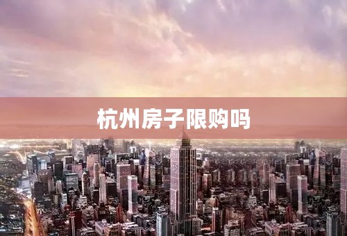 杭州房子限购吗